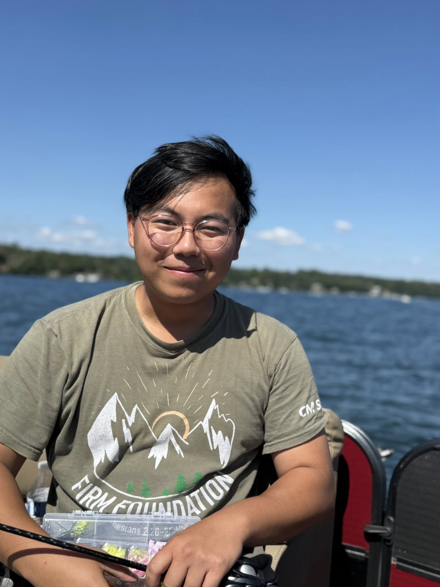 Brothers on the boat together under the upper deck